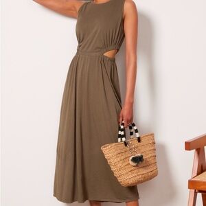Michael Stars Olive Green Camielle Cut-out Dress.